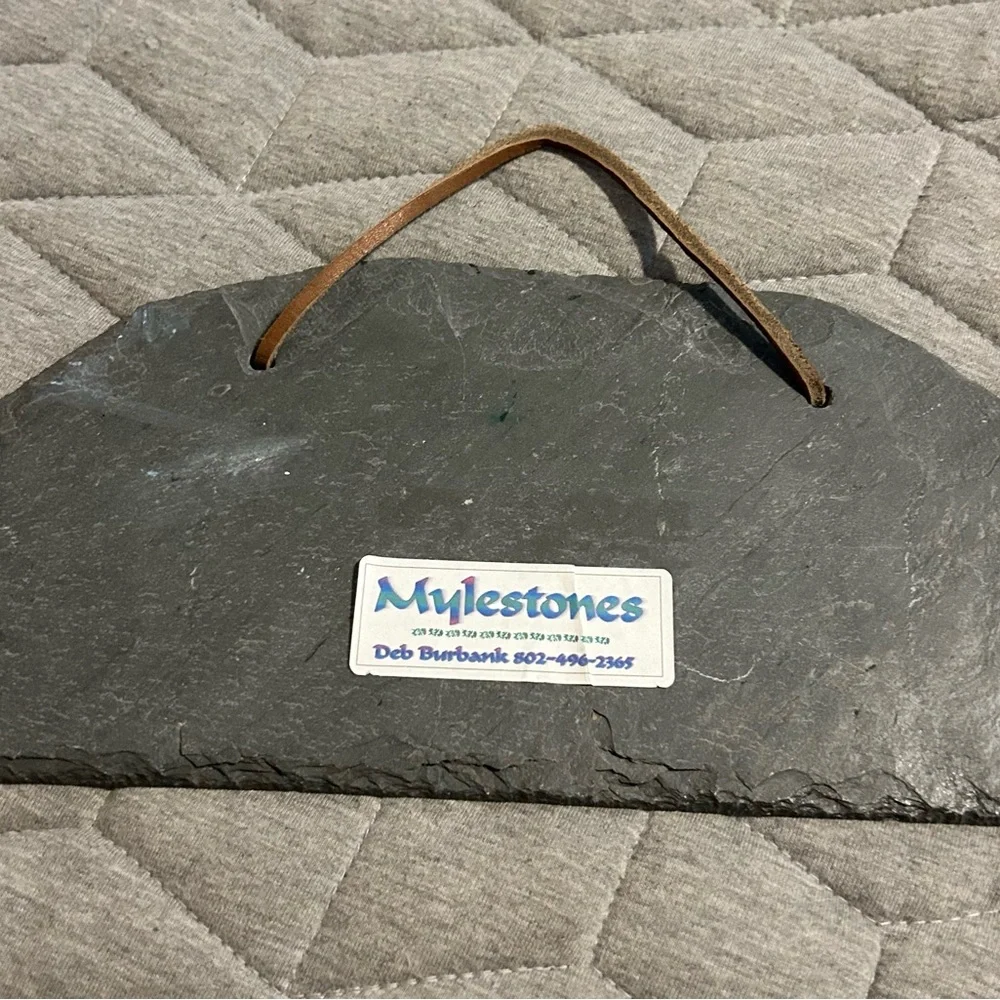 Hand Painted Floral Welcome Sign on Slate